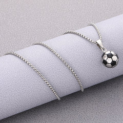 Men's Vintage Silver Football Stainless Steel Pendant Necklace