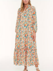  Ditsy Floral Lantern Sleeve Maxi Dress