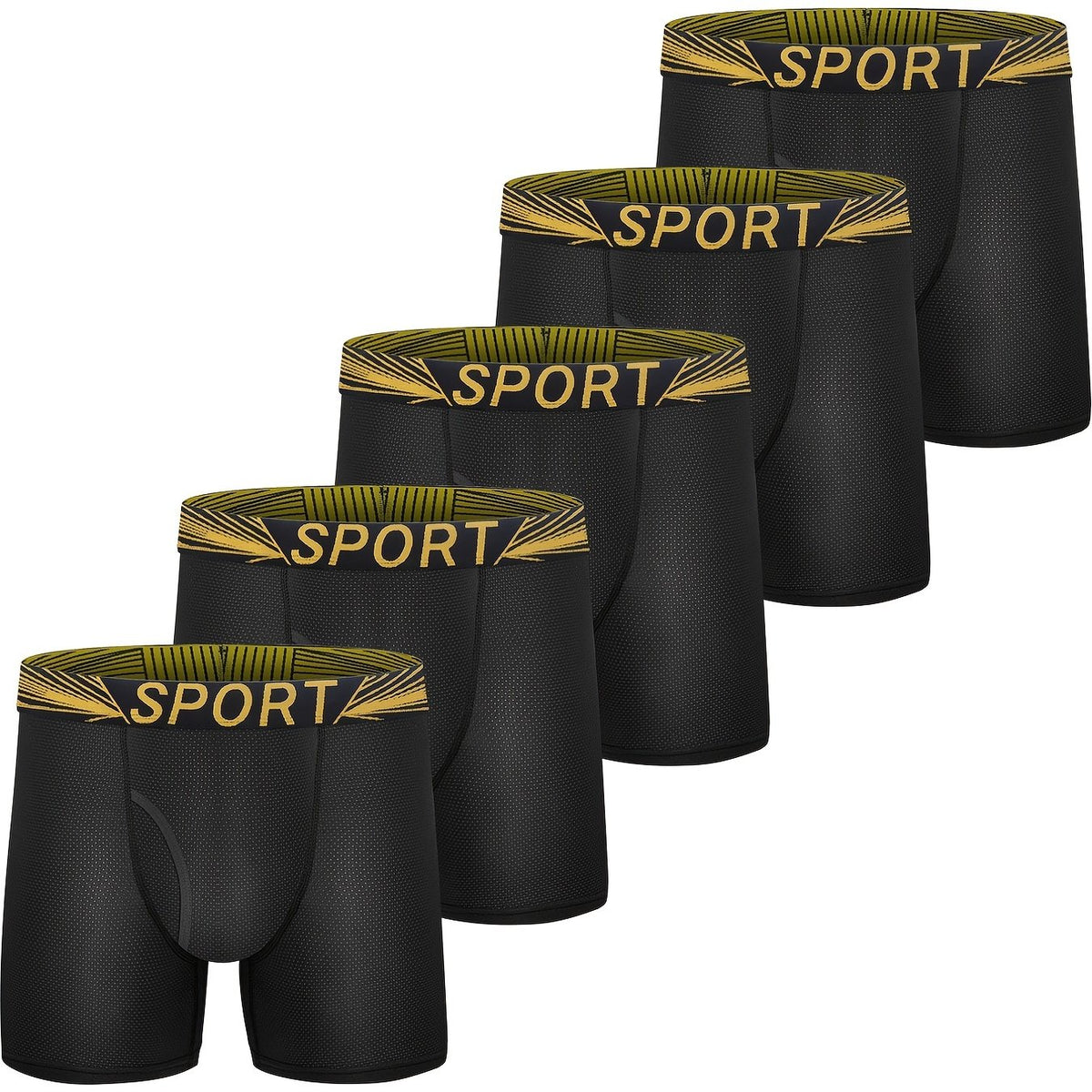 5pcs Boys Teen Casual Letter Print Boxer Briefs Underwear