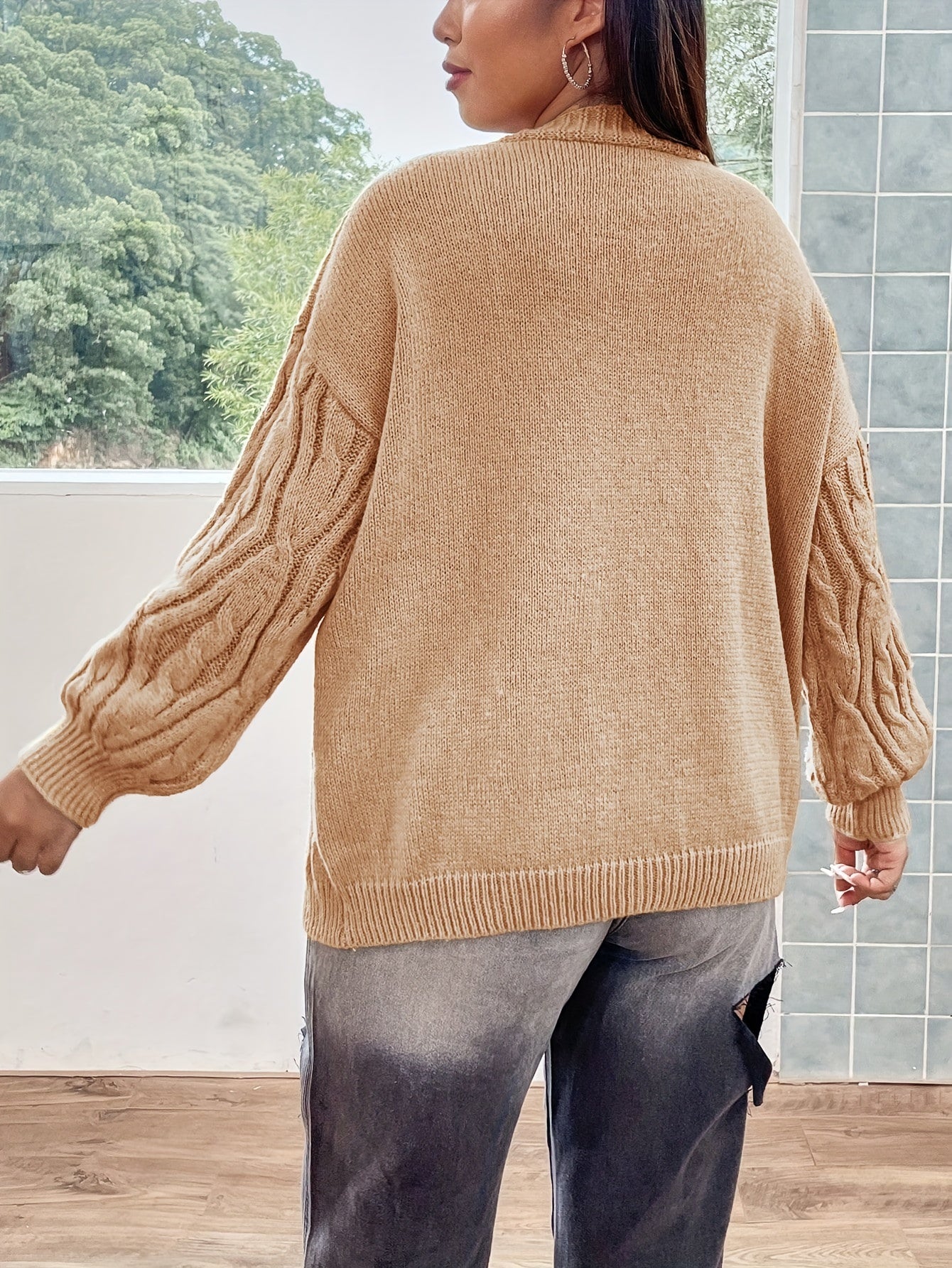  Solid Chunky Long Sleeve Cardigan