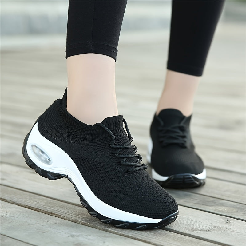 Women's Air Cushion Mesh Sneakers Breathable Lace Up Running Shoes