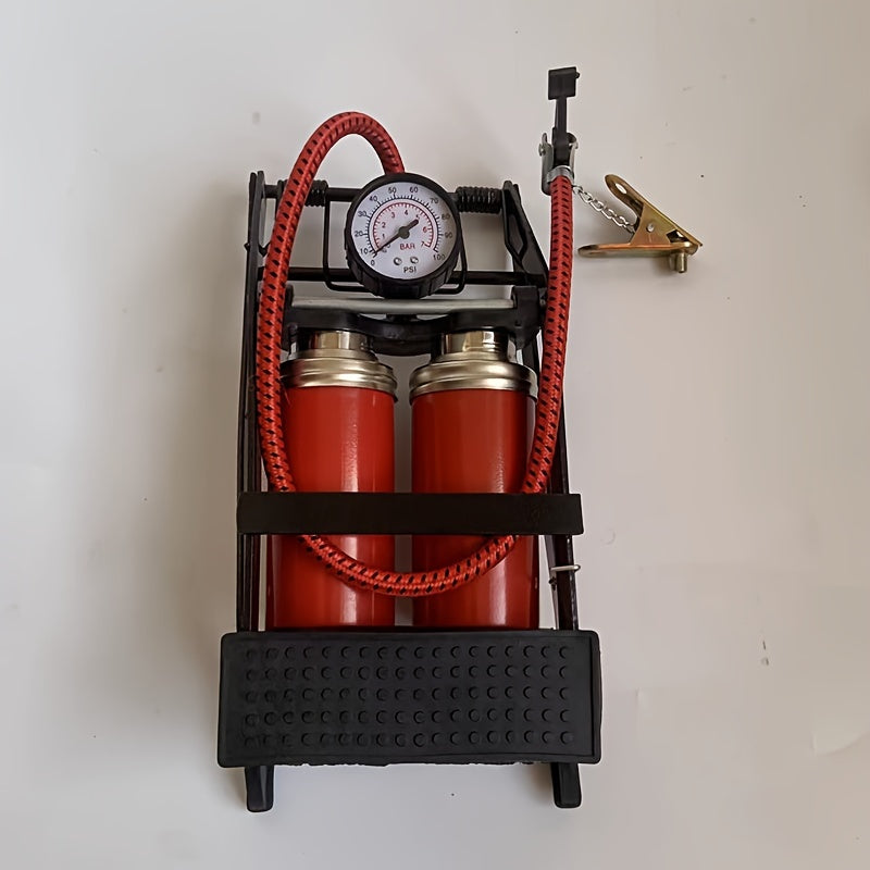 Dual Tube High Pressure Foot Pump with Gauge for Balloon Basketball