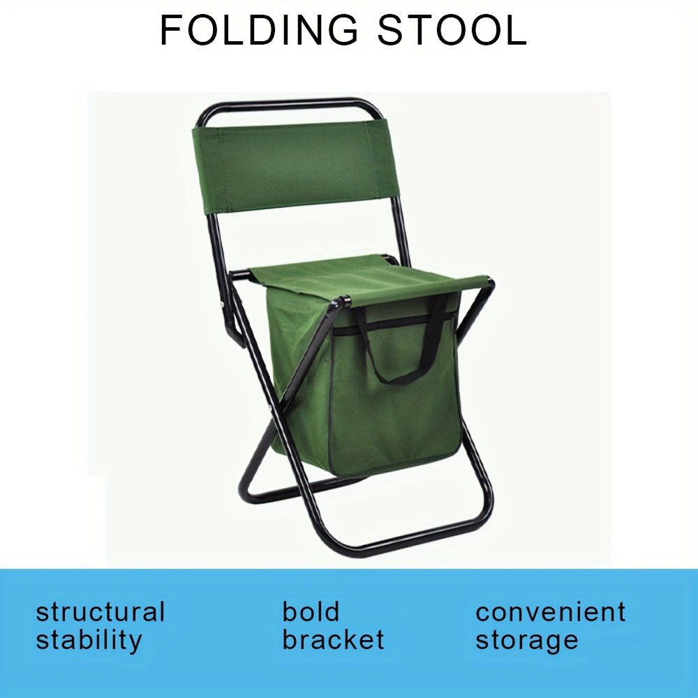 Foldable Fishing Chair With Cooler Bag Portable Backrest Stool