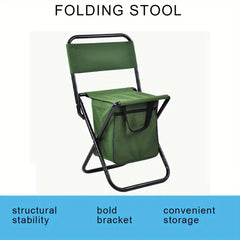Foldable Fishing Chair With Cooler Bag Portable Backrest Stool