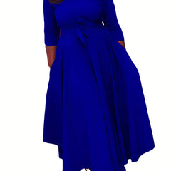  Women's Solid Half Sleeve Round Neck Dress