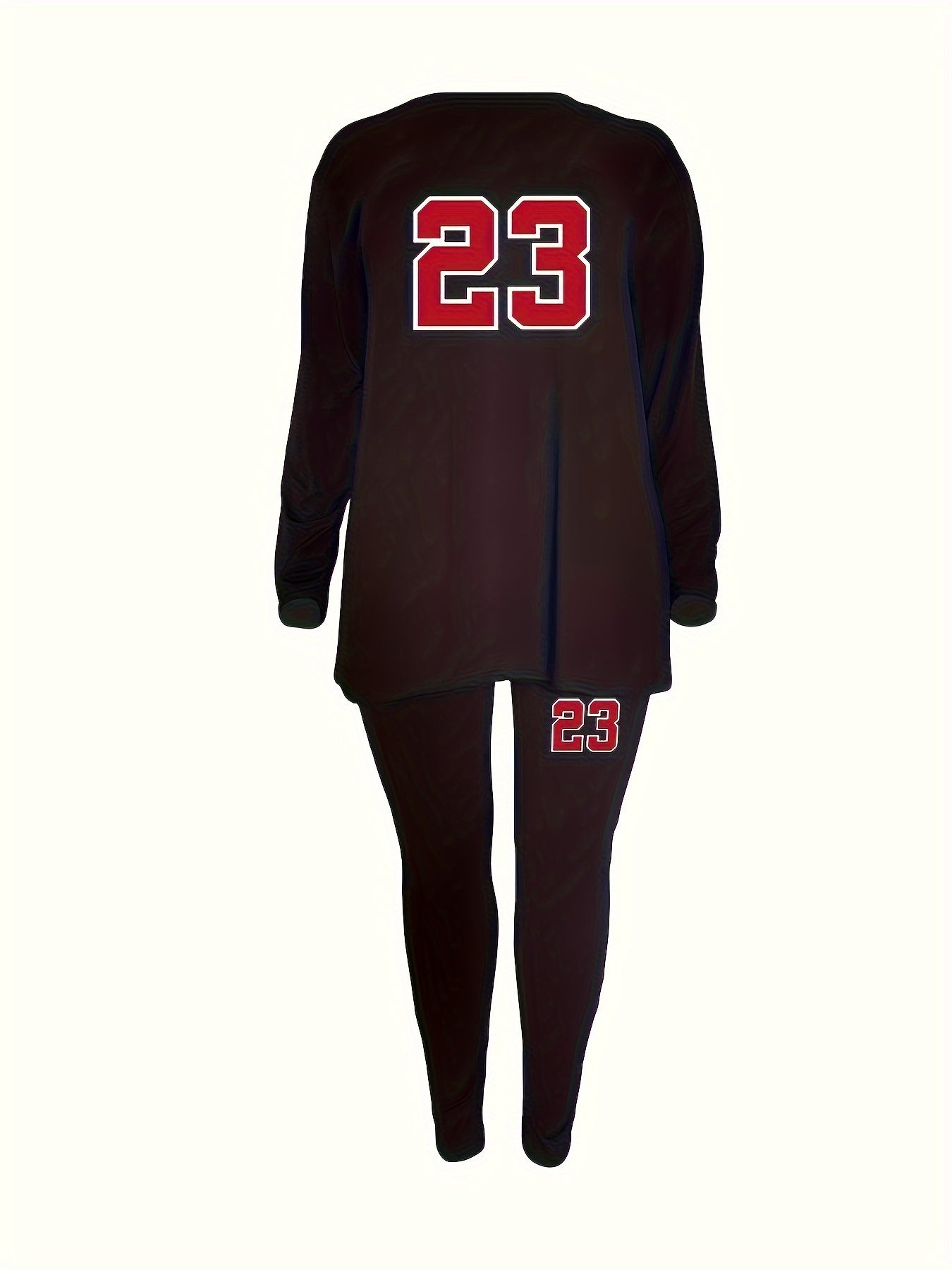  Women's Number Print Tunic Top & Leggings Outfit Set