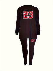  Women's Number Print Tunic Top & Leggings Outfit Set