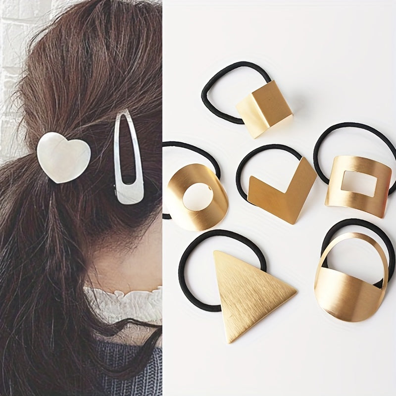 Metal Heart Hair Tie Triangle Hair Rope Elastic Style Hair Ring