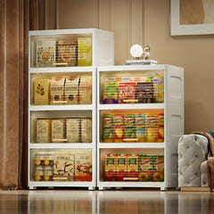 Plastic Storage Cabinet w/ Doors & Lids Easy Assembly Stackable Storage Bin