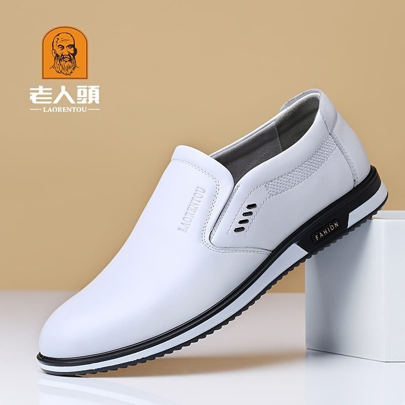 LAORENTOU Men's Leather Dress Shoes Comfy Durable Non Slip Formal Flats
