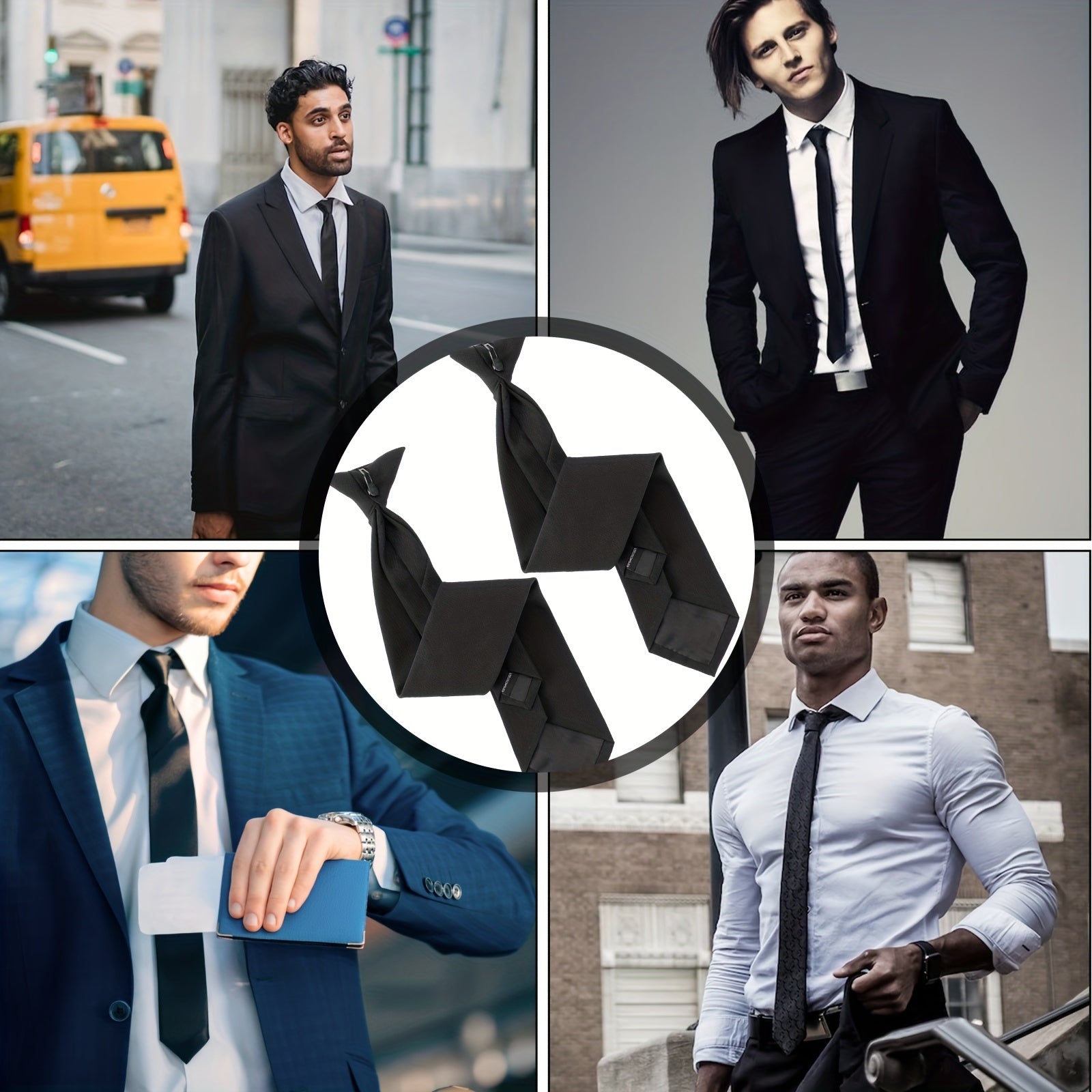 2pcs Men's Clip On Ties Neckties Business Banquets Parties Weddings