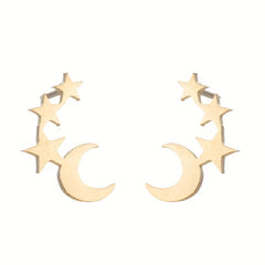 Men's Stainless Steel Stars & Moon Pattern Earrings