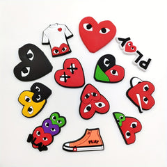 12pcs Red Heart Shaped Hole Shoes Buckle Decorative Charms