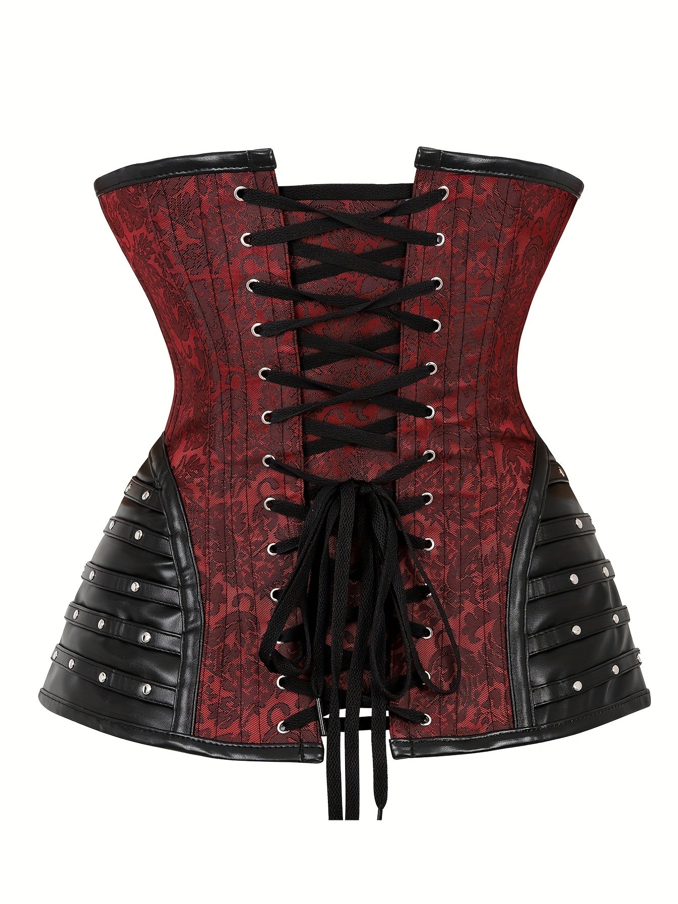 Gothic Strapless Corset Bustier Tummy Control Lace Up Jacquard Body Shaper