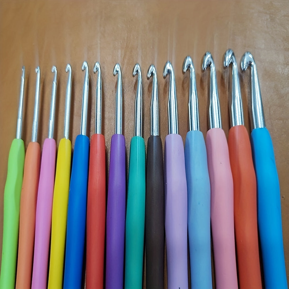 1pc 2mm-10mm Crochet Hook Set Aluminum with Silicone Handle