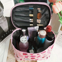 Cartoon Printed Cube Travel Cosmetics Wash Bag PU Portable Storage Bag