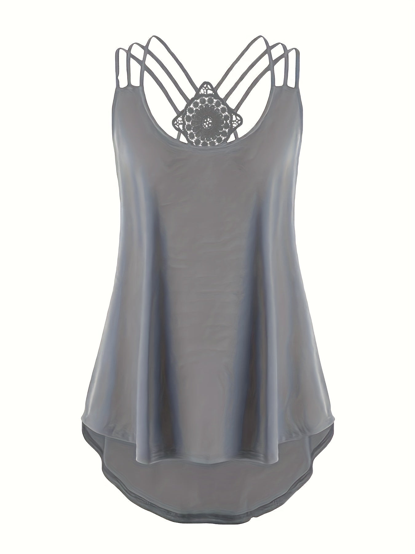 Cross Back Spaghetti Strap Top Crew Neck Sleeveless Cami