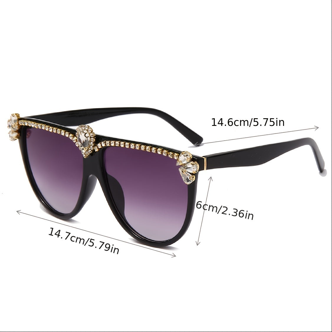 Y2K Large Jelly Sunglasses Funny Rhinestone Decorative Glasses UV400