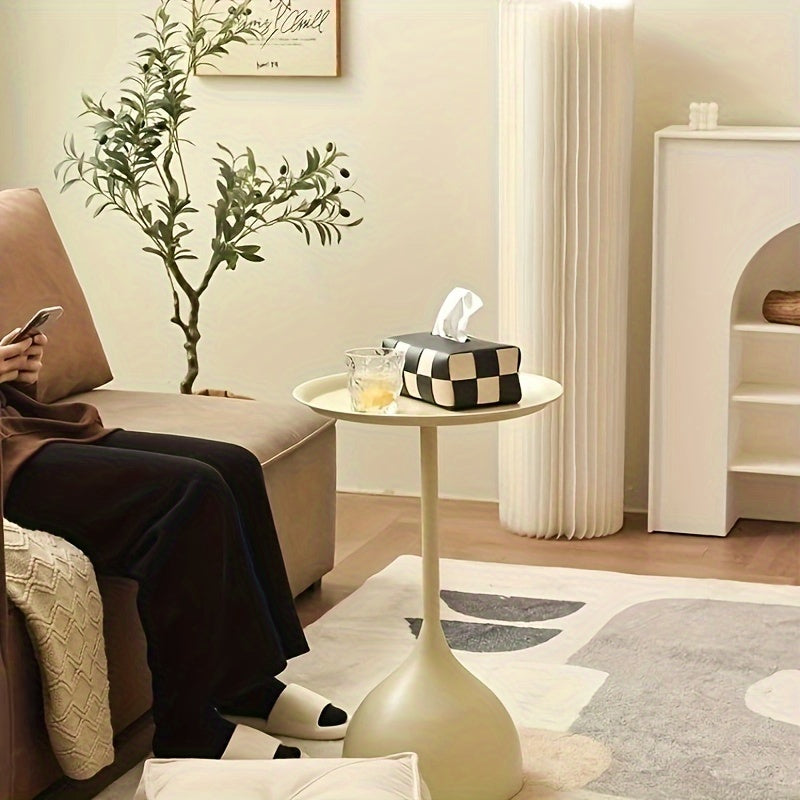 Cream Minimalist Style Side Table for Sofa, Living Room, Bed