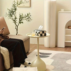 Cream Minimalist Style Side Table for Sofa, Living Room, Bed