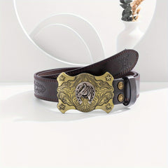 Men's Vintage Coffee Casual Embossed Belt