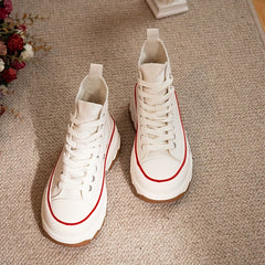 Women's High Top Canvas Platform Sneakers Lace Up Walking Shoes