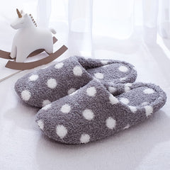 Men's Furry Cozy Dot Slides Warm Slip On Indoor Home Shoes