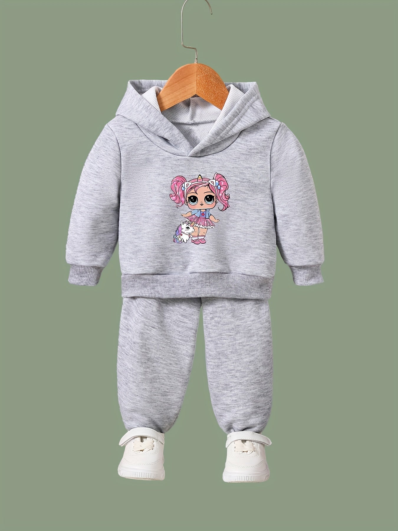 Anime Pattern Long Sleeve Hooded Sweatshirt Girls Comfy Hoodies Pullover