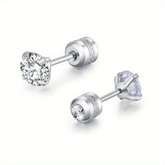 Rainbow Zircon Titanium Steel Stud Earrings Hypoallergenic Spiral Stud Earrings