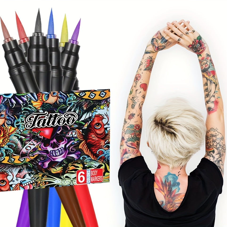 Temporary Tattoo Pen Set Face Body DIY Makeup Halloween