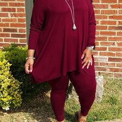  Solid Color Tee & Leggings 2 Piece Set