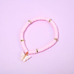 6pcs Butterfly Charm Clay Bead Bracelet for Girls