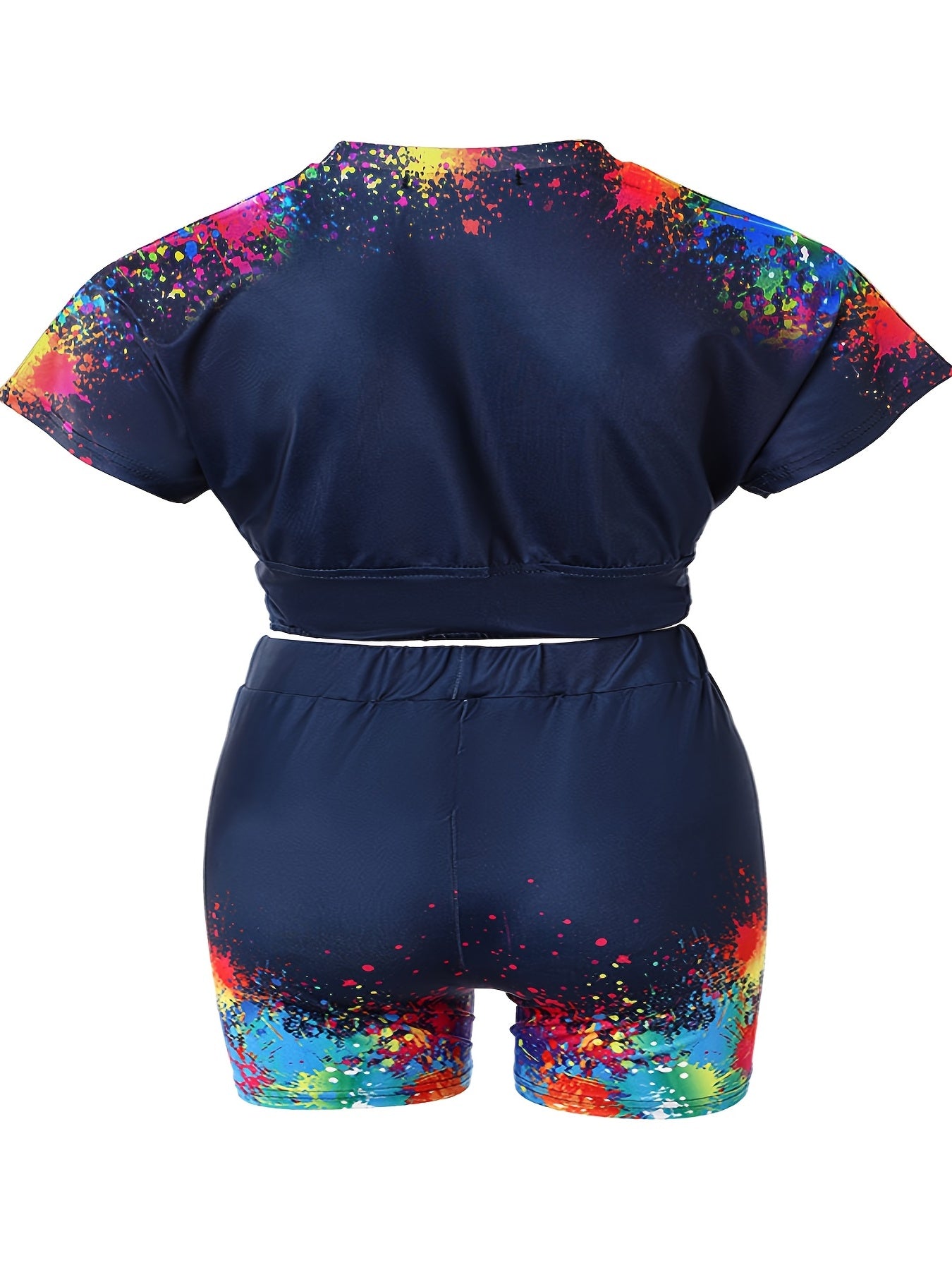 Plus Lip & Splash Print Crop Top & Shorts Set