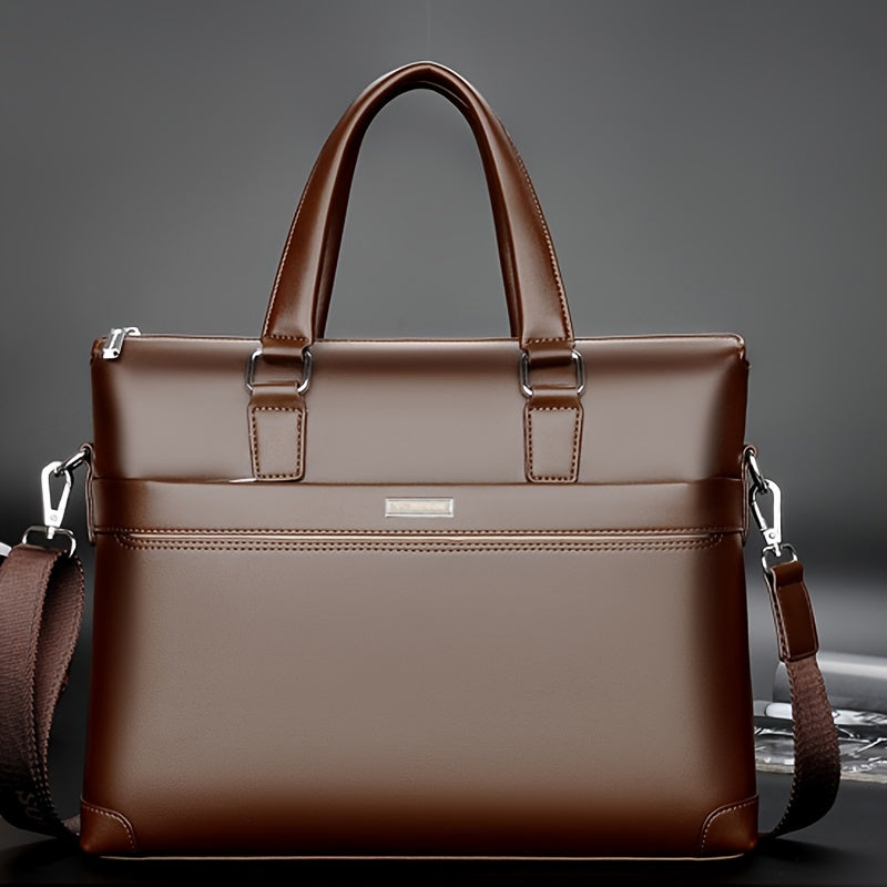 BAODIDAISHU Men's PU Leather Laptop Briefcase Top Handle Bag