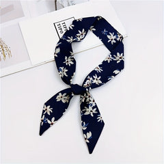 Vintage Flower Print Twilly Scarf Long Ribbon Neckerchief