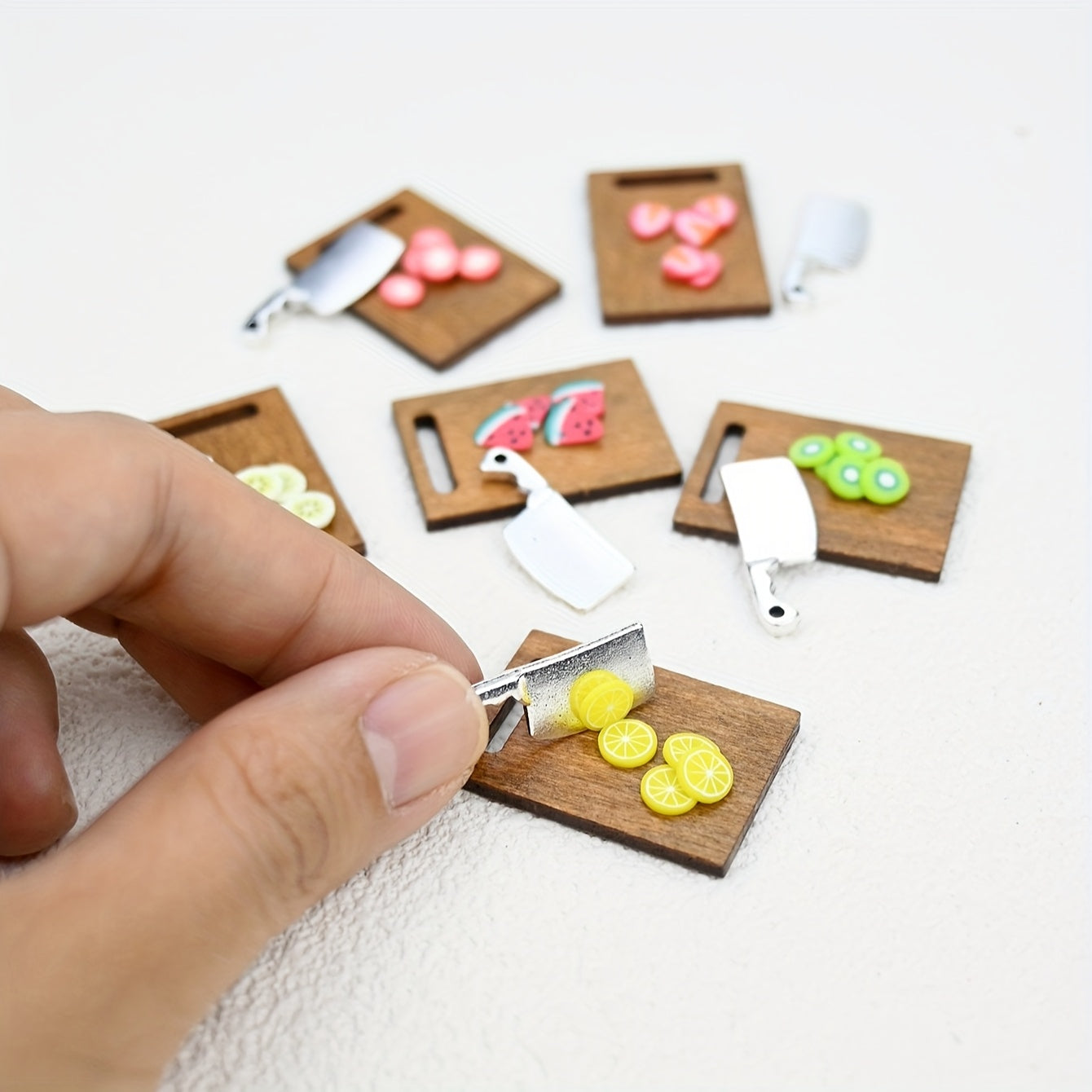 Miniature Fruit Cutting Scene Ornament for Dollhouses