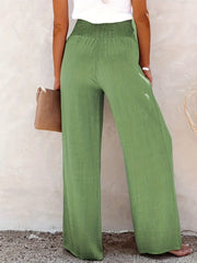  Wide Leg Button Decor Pants