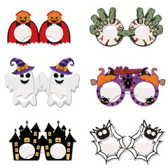 6PCS Halloween Party Decorations Paper Glasses Pumpkin Spider Witch Prop