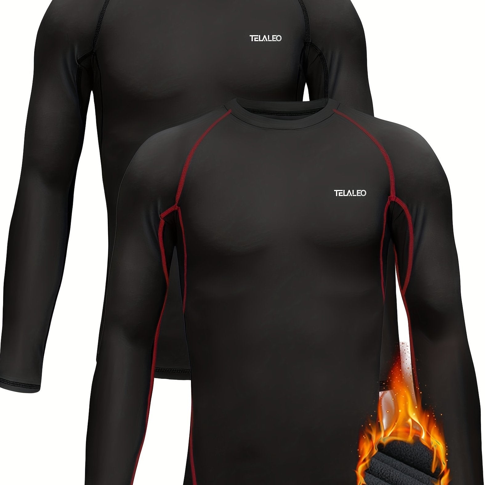 TELALEO Youth Warm Compression Shirt Long Sleeve Fleece Lined