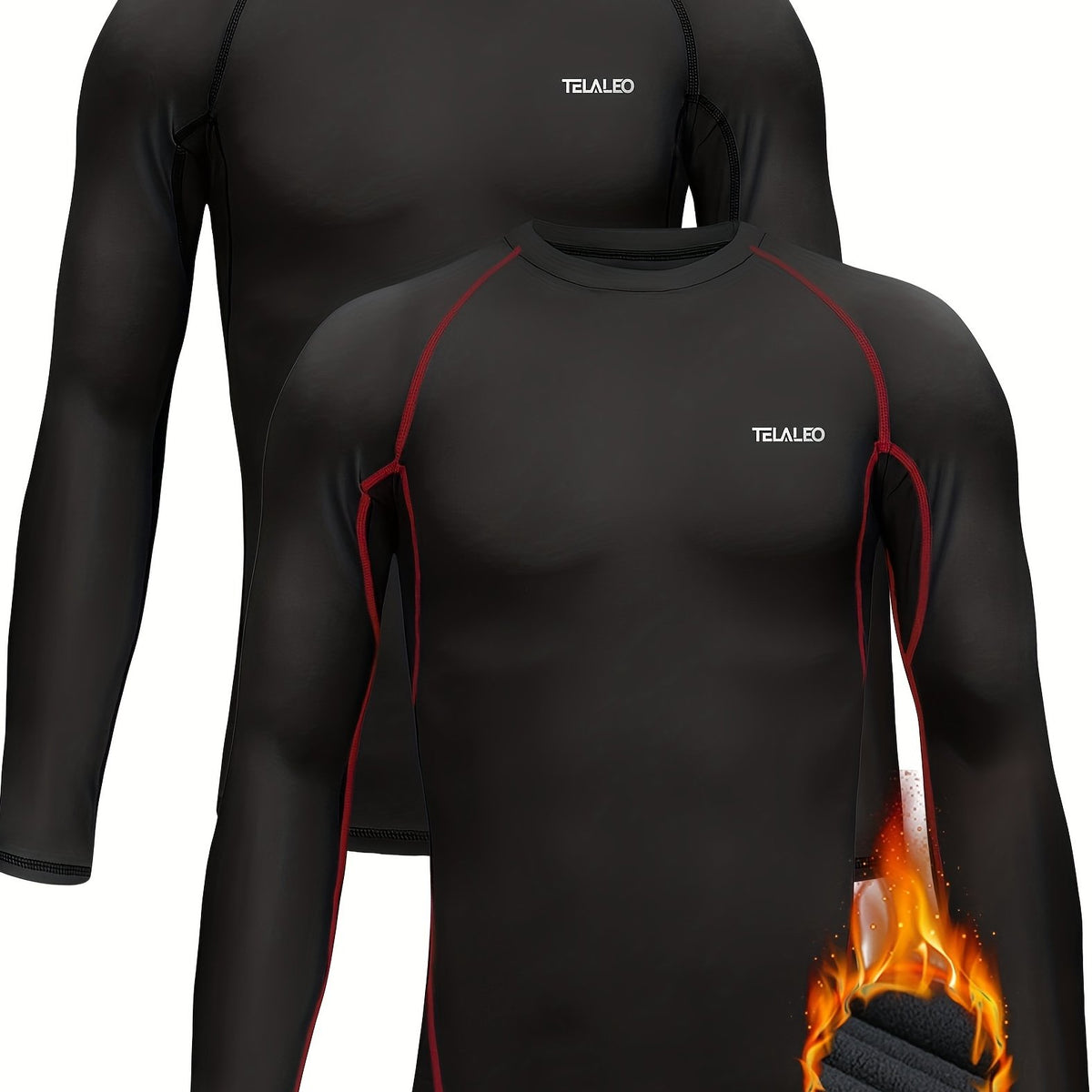 TELALEO Youth Warm Compression Shirt Long Sleeve Fleece Lined