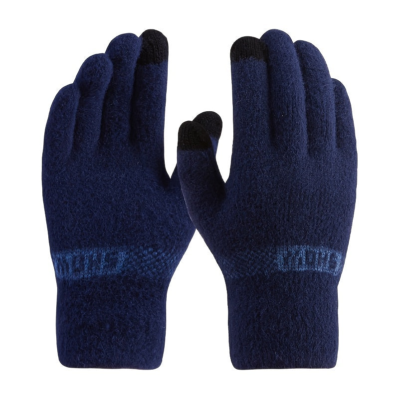 Men's Winter Cycling Gloves Thick Windproof Thermal Knit