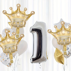8pcs Golden Small Crown Balloons Kit For Party Decorations