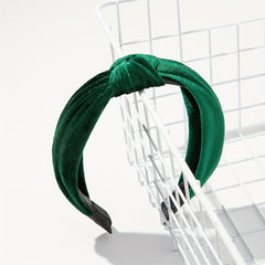 Green Fabric Hair Hoop Knotted Headband Glitter Hair Accessory for Women