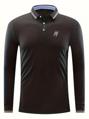 Men's Casual Button Up Long Sleeve Lightweight Polo Shirt