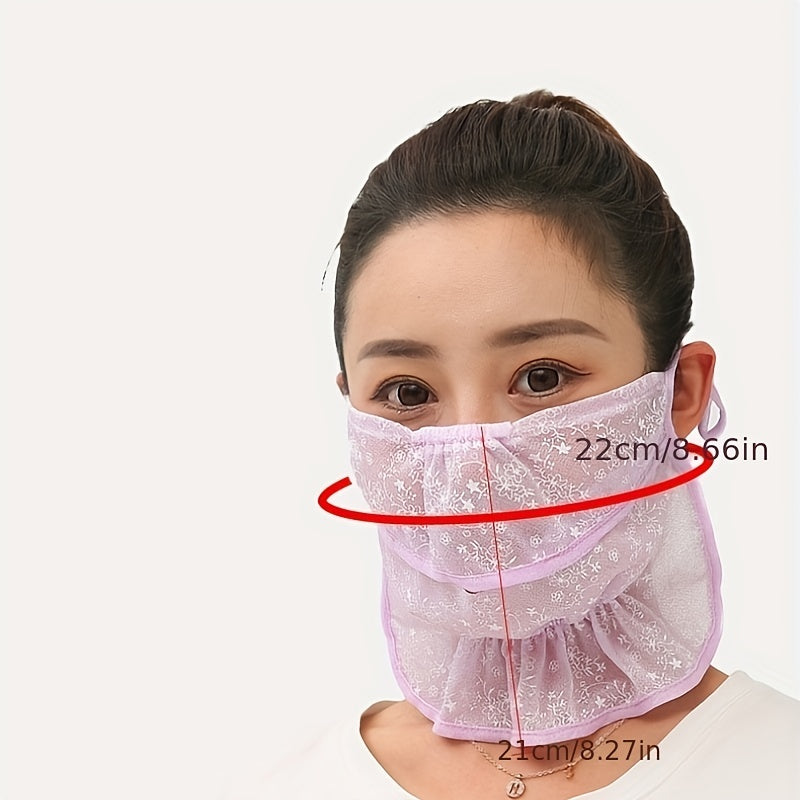 Floral Print Lace Face Covering Thin Neck Gaiter
