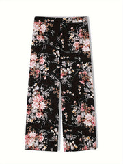 Women's Plus Floral Print Wide Leg Trousers