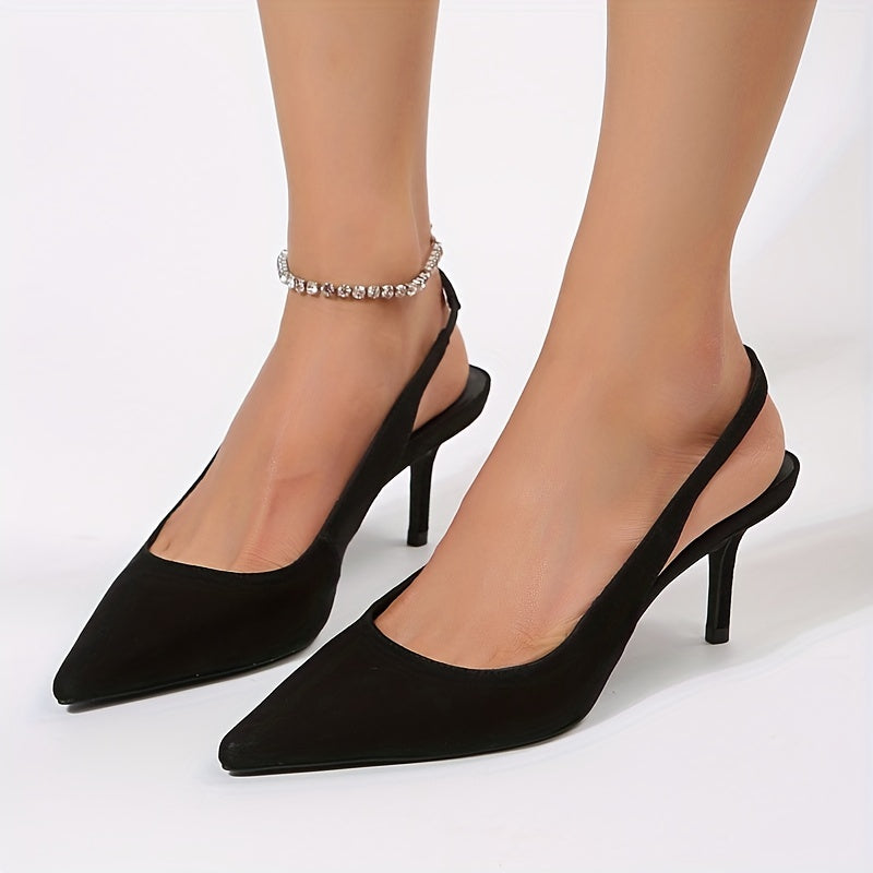 Women's Black Stiletto Heels Slingback Shoes