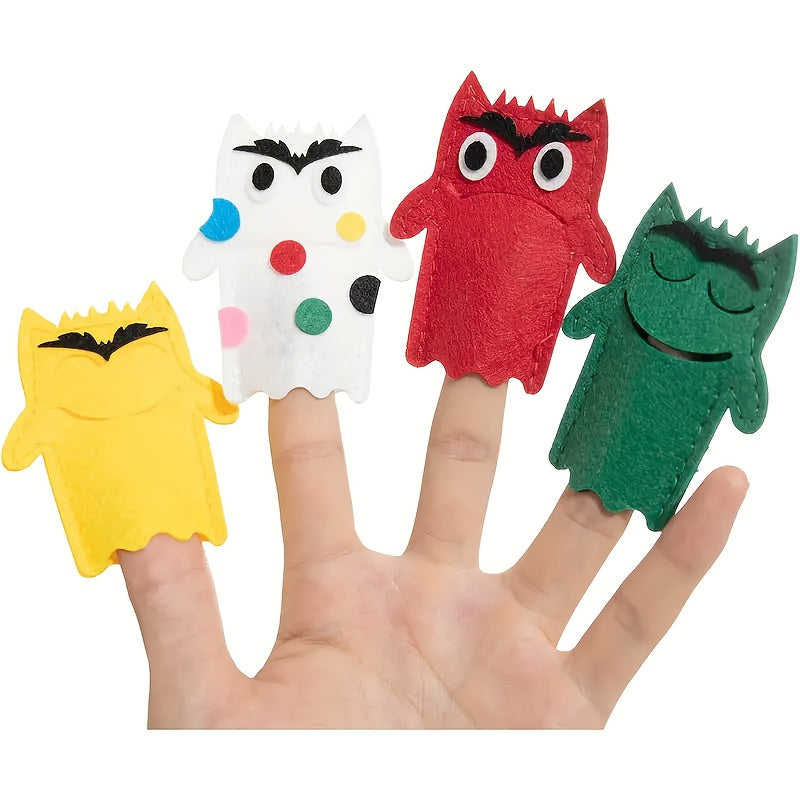 Felt Monster Finger Puppet Set with English Picture Book