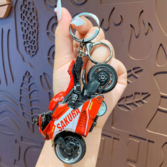 Cartoon Mini Motorcycle Key Chain School Bag Backpack Wallet Pendant Gift