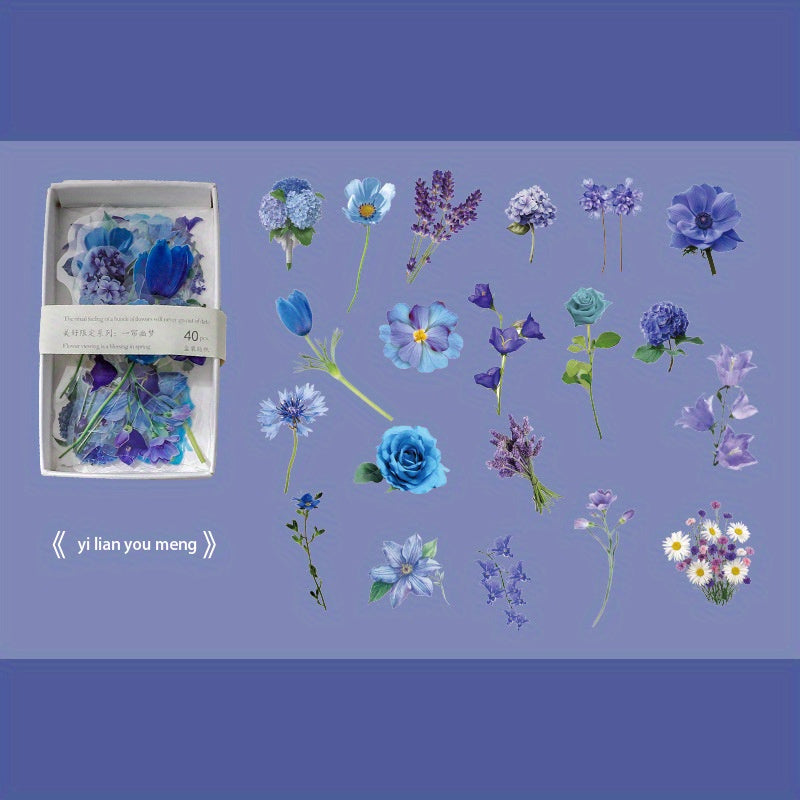 40pcs Floral & Plant Washi Paper Stickers DIY Scrapbook Album Decoration